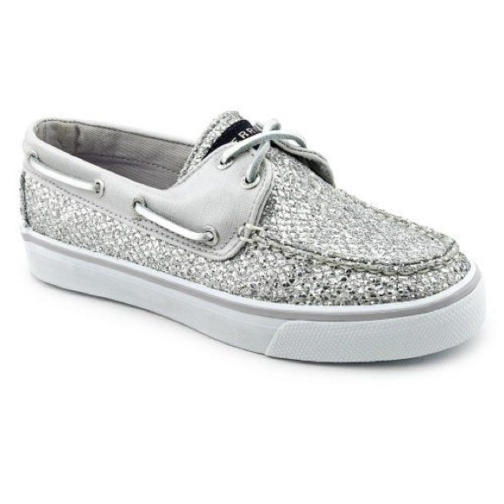 Sperry Top-Sider Bahama Silver Glitter Boat Shoes